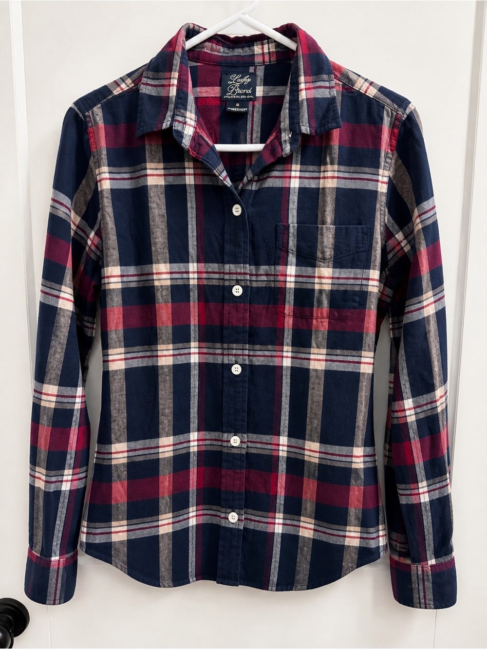 Lucky Brand Navy and Burgundy Plaid Shirt